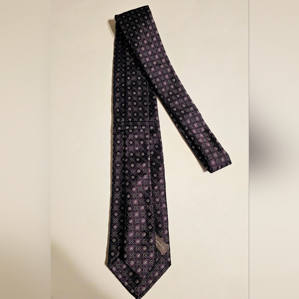 Daniel Cremieux Men's Tie Silk Italy Purple Blue White Handmade - Picture 5 of 8